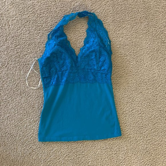 Bozzolo Blue Lace Halter Top - Picture 1 of 3